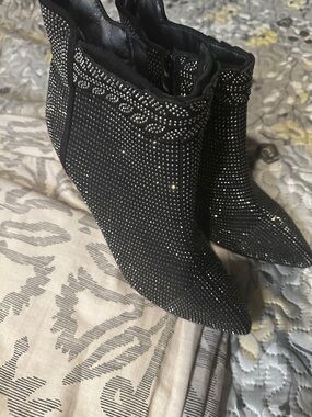 Forever New Black Rhinestone Pointed Ankle Booties